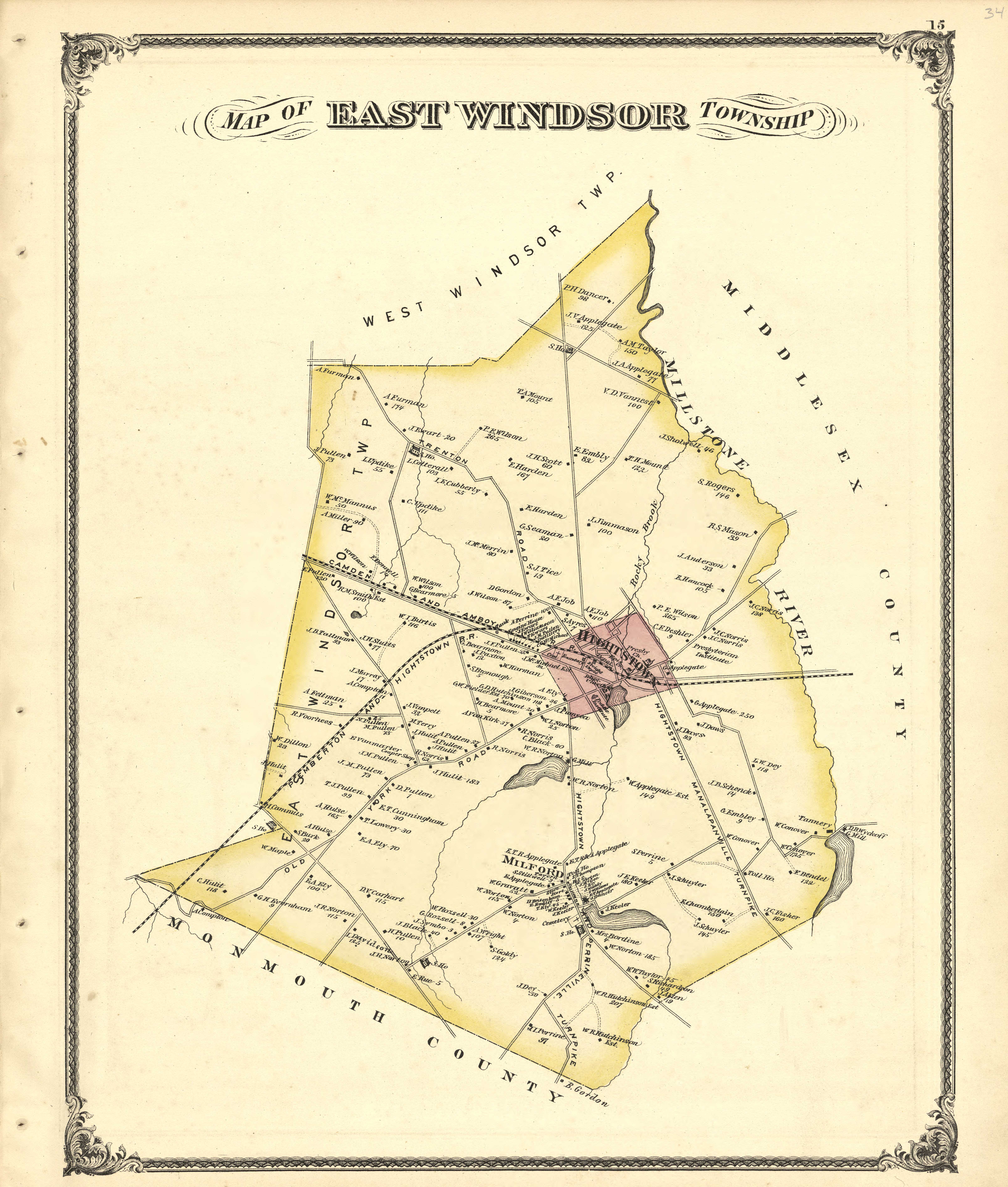 Maps From The Everts And Stewart Atlas Of Mercer County New Jersey 1875 East Windsor 1841